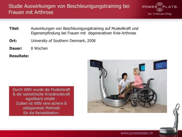 arthrose auswirkungen von wbv bei frauen mit knie arthrose university of southern denmark 2008